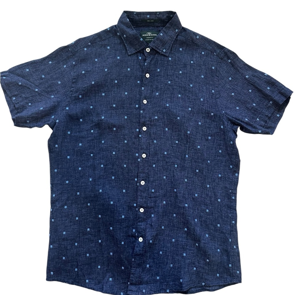 Rodd & Gunn Dark Blue 100% Linen Men's Button Up Shirt Size XL